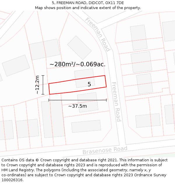 5, FREEMAN ROAD, DIDCOT, OX11 7DE: Plot and title map
