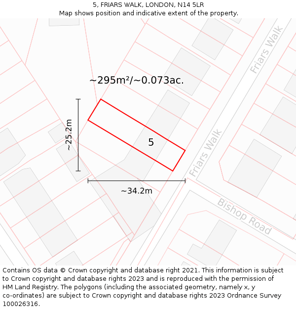 5, FRIARS WALK, LONDON, N14 5LR: Plot and title map