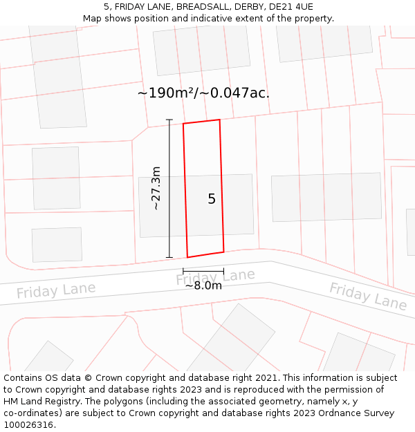5, FRIDAY LANE, BREADSALL, DERBY, DE21 4UE: Plot and title map