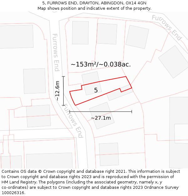 5, FURROWS END, DRAYTON, ABINGDON, OX14 4GN: Plot and title map