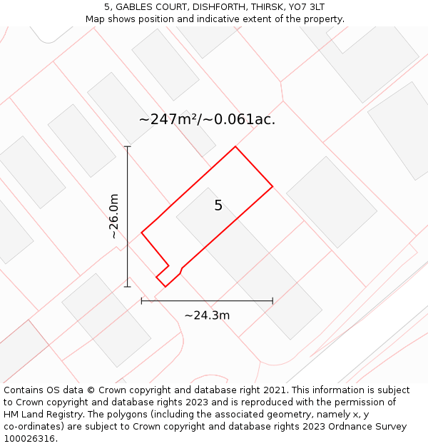 5, GABLES COURT, DISHFORTH, THIRSK, YO7 3LT: Plot and title map