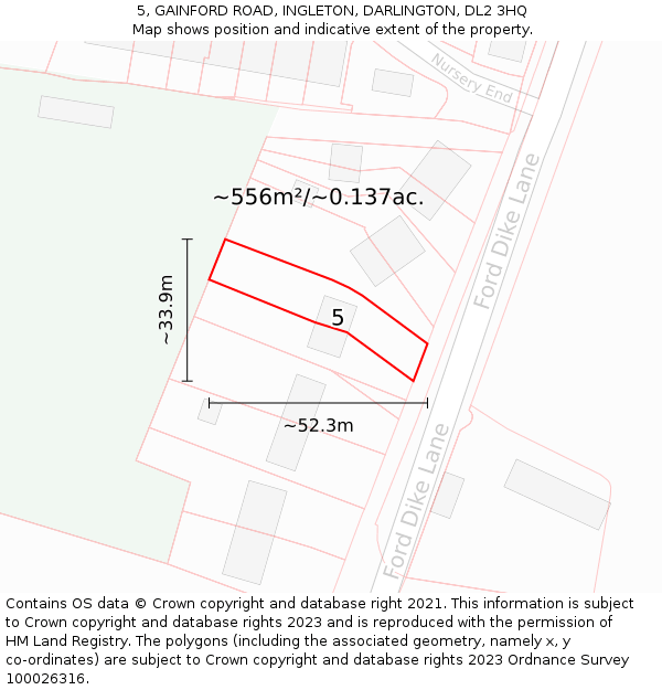 5, GAINFORD ROAD, INGLETON, DARLINGTON, DL2 3HQ: Plot and title map