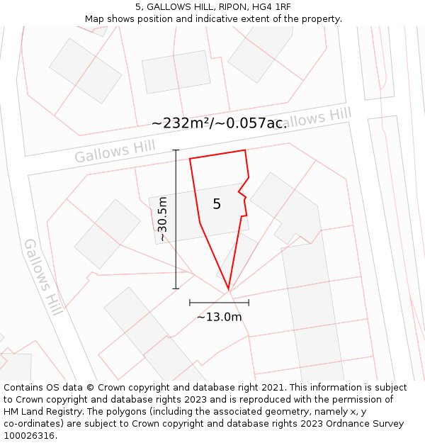 5, GALLOWS HILL, RIPON, HG4 1RF: Plot and title map