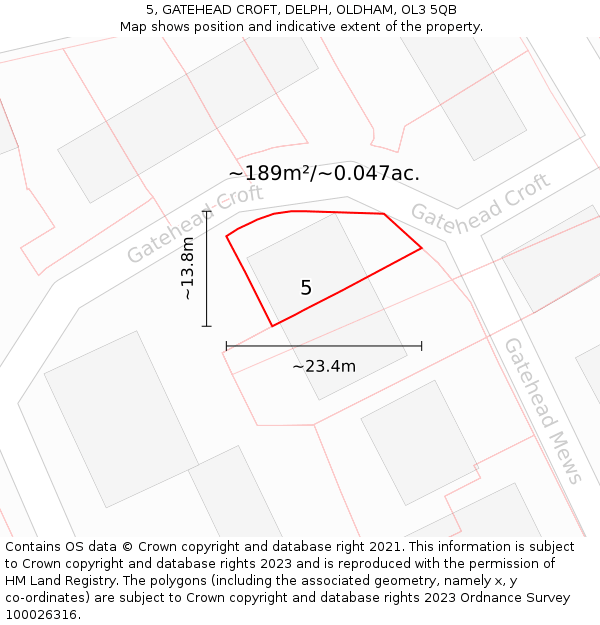 5, GATEHEAD CROFT, DELPH, OLDHAM, OL3 5QB: Plot and title map