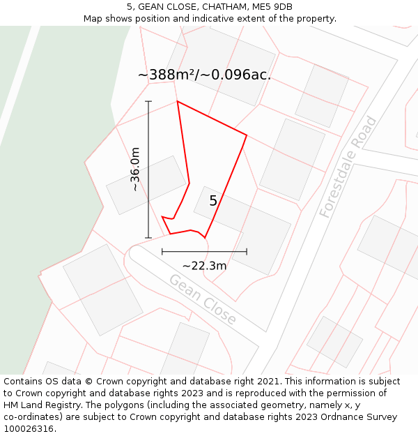 5, GEAN CLOSE, CHATHAM, ME5 9DB: Plot and title map