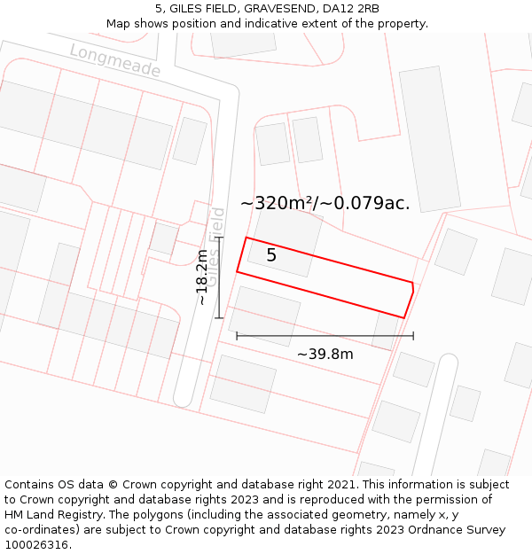 5, GILES FIELD, GRAVESEND, DA12 2RB: Plot and title map