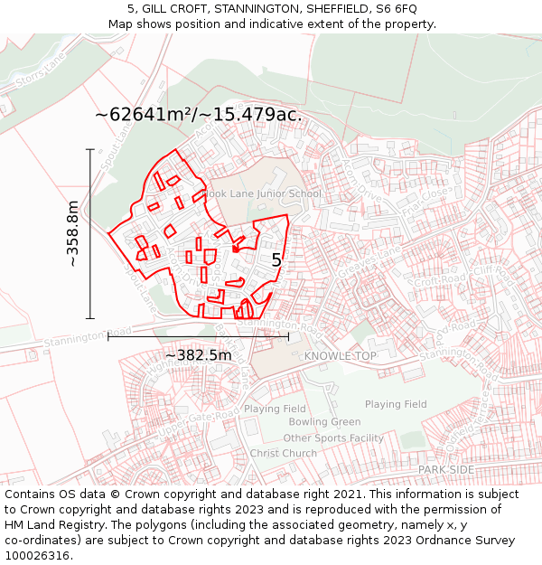 5, GILL CROFT, STANNINGTON, SHEFFIELD, S6 6FQ: Plot and title map