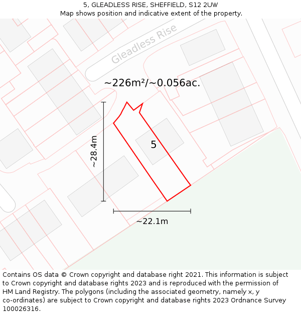 5, GLEADLESS RISE, SHEFFIELD, S12 2UW: Plot and title map