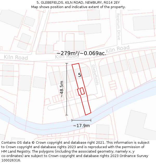 5, GLEBEFIELDS, KILN ROAD, NEWBURY, RG14 2EY: Plot and title map