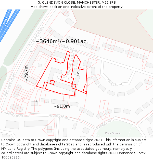5, GLENDEVON CLOSE, MANCHESTER, M22 8FB: Plot and title map