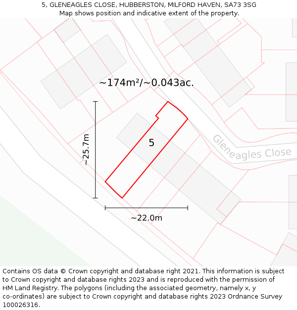 5, GLENEAGLES CLOSE, HUBBERSTON, MILFORD HAVEN, SA73 3SG: Plot and title map