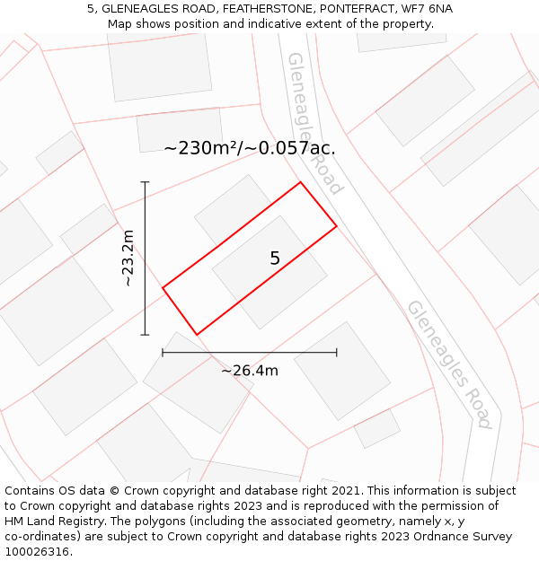 5, GLENEAGLES ROAD, FEATHERSTONE, PONTEFRACT, WF7 6NA: Plot and title map