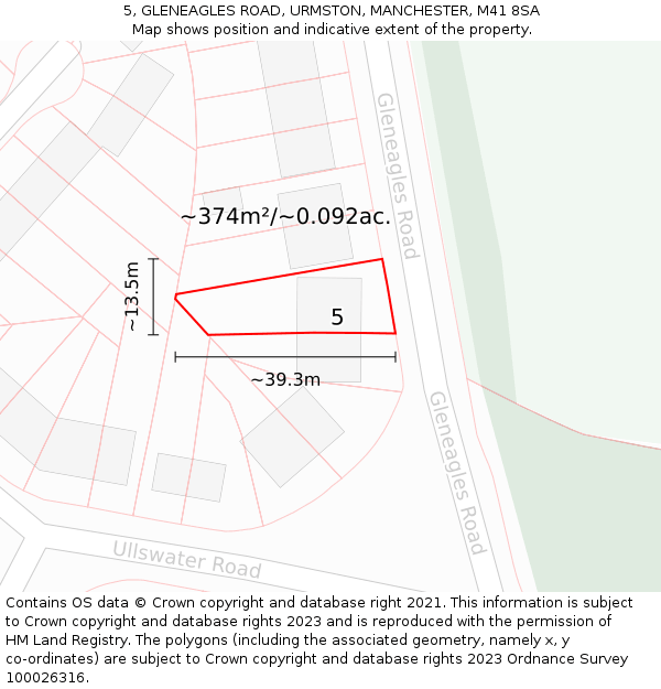 5, GLENEAGLES ROAD, URMSTON, MANCHESTER, M41 8SA: Plot and title map
