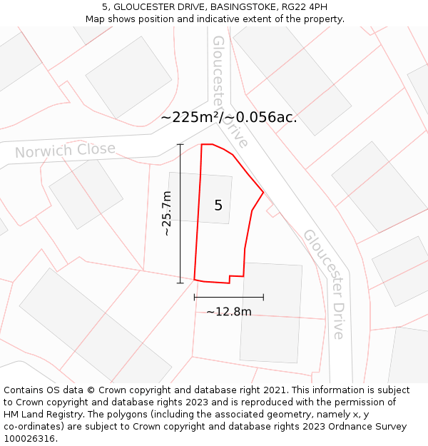 5, GLOUCESTER DRIVE, BASINGSTOKE, RG22 4PH: Plot and title map