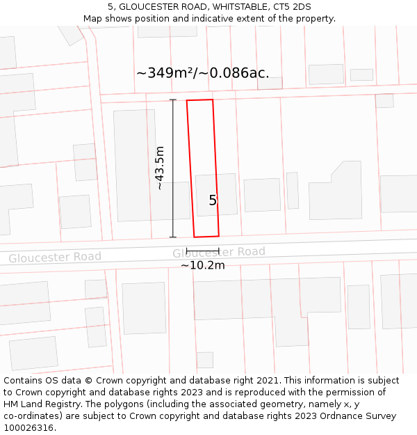 5, GLOUCESTER ROAD, WHITSTABLE, CT5 2DS: Plot and title map