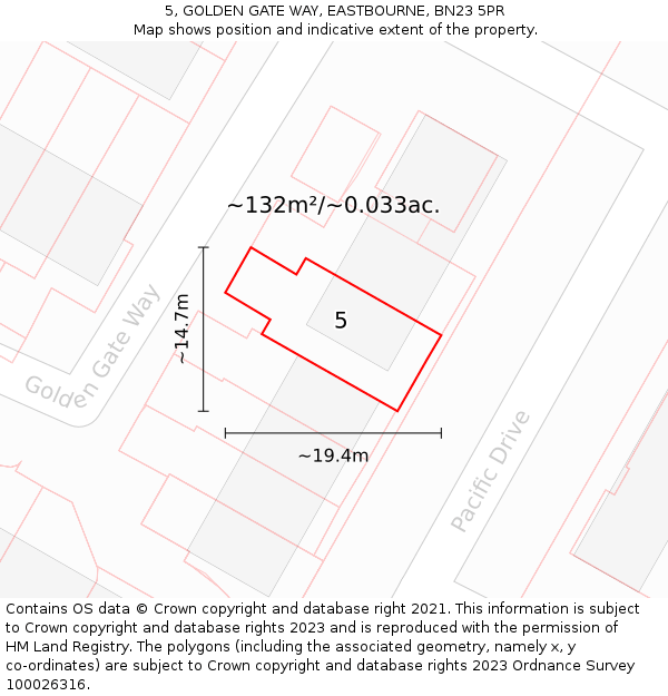 5, GOLDEN GATE WAY, EASTBOURNE, BN23 5PR: Plot and title map