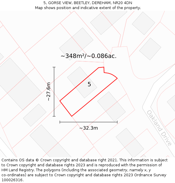 5, GORSE VIEW, BEETLEY, DEREHAM, NR20 4DN: Plot and title map