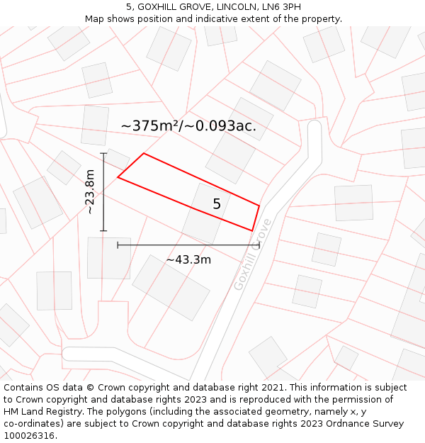 5, GOXHILL GROVE, LINCOLN, LN6 3PH: Plot and title map