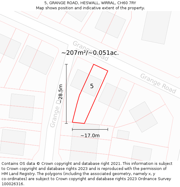 5, GRANGE ROAD, HESWALL, WIRRAL, CH60 7RY: Plot and title map