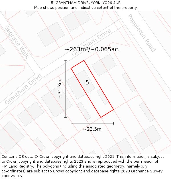 5, GRANTHAM DRIVE, YORK, YO26 4UE: Plot and title map