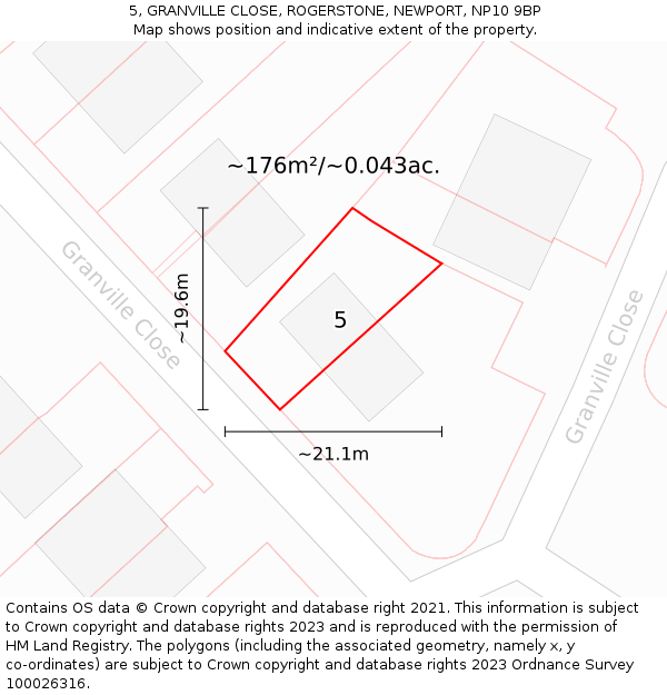 5, GRANVILLE CLOSE, ROGERSTONE, NEWPORT, NP10 9BP: Plot and title map