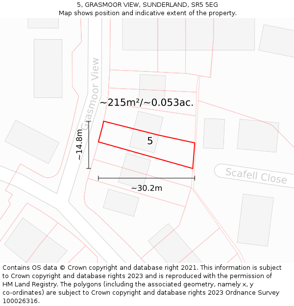 5, GRASMOOR VIEW, SUNDERLAND, SR5 5EG: Plot and title map