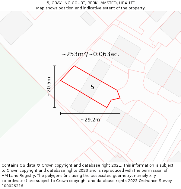 5, GRAYLING COURT, BERKHAMSTED, HP4 1TF: Plot and title map