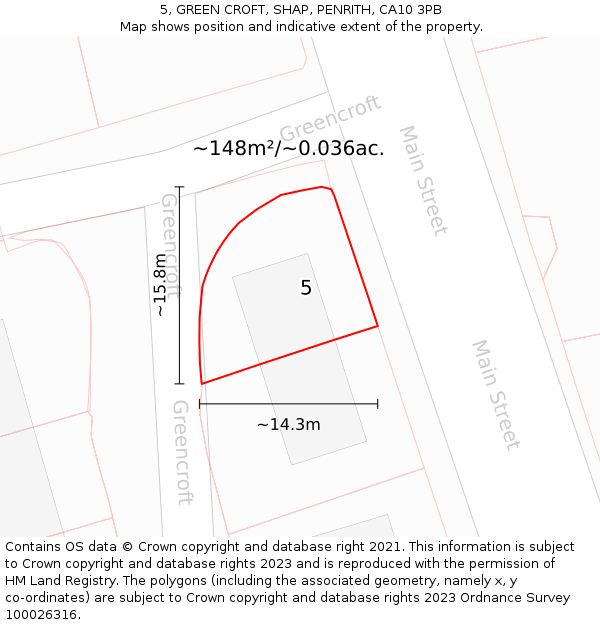 5, GREEN CROFT, SHAP, PENRITH, CA10 3PB: Plot and title map
