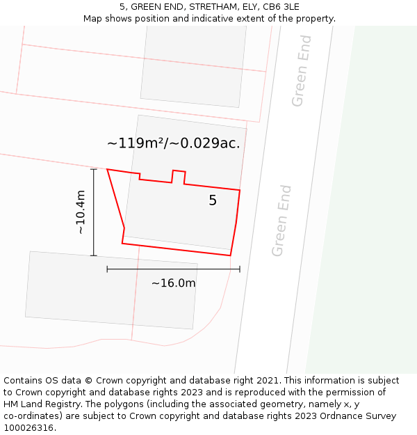 5, GREEN END, STRETHAM, ELY, CB6 3LE: Plot and title map