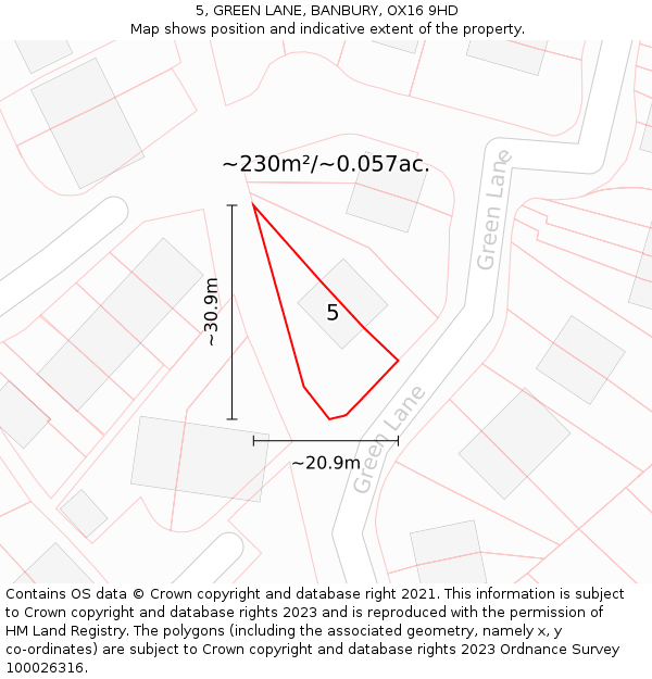 5, GREEN LANE, BANBURY, OX16 9HD: Plot and title map