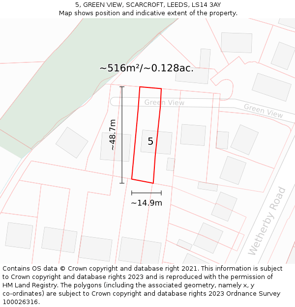5, GREEN VIEW, SCARCROFT, LEEDS, LS14 3AY: Plot and title map