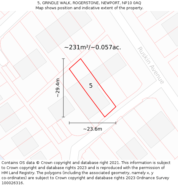 5, GRINDLE WALK, ROGERSTONE, NEWPORT, NP10 0AQ: Plot and title map