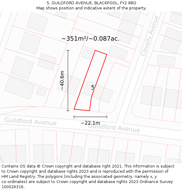5, GUILDFORD AVENUE, BLACKPOOL, FY2 9BG: Plot and title map