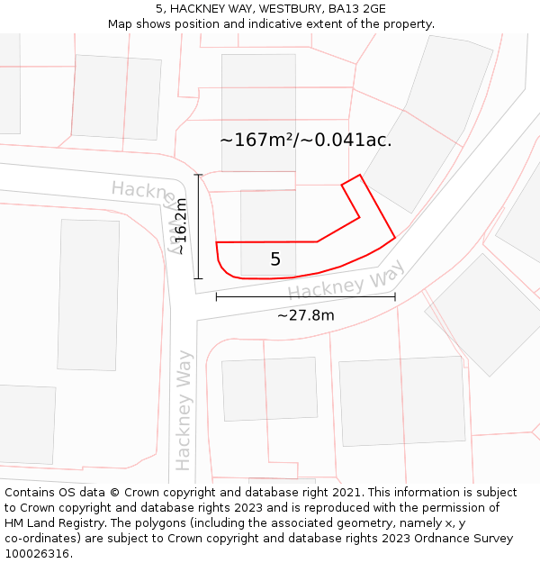 5, HACKNEY WAY, WESTBURY, BA13 2GE: Plot and title map
