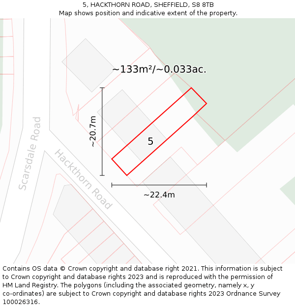 5, HACKTHORN ROAD, SHEFFIELD, S8 8TB: Plot and title map
