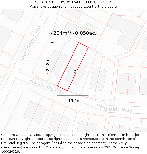 5, HAIGHSIDE WAY, ROTHWELL, LEEDS, LS26 0UG: Plot and title map