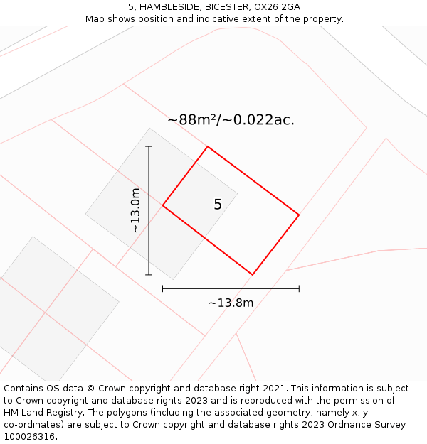 5, HAMBLESIDE, BICESTER, OX26 2GA: Plot and title map