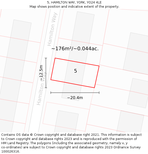 5, HAMILTON WAY, YORK, YO24 4LE: Plot and title map