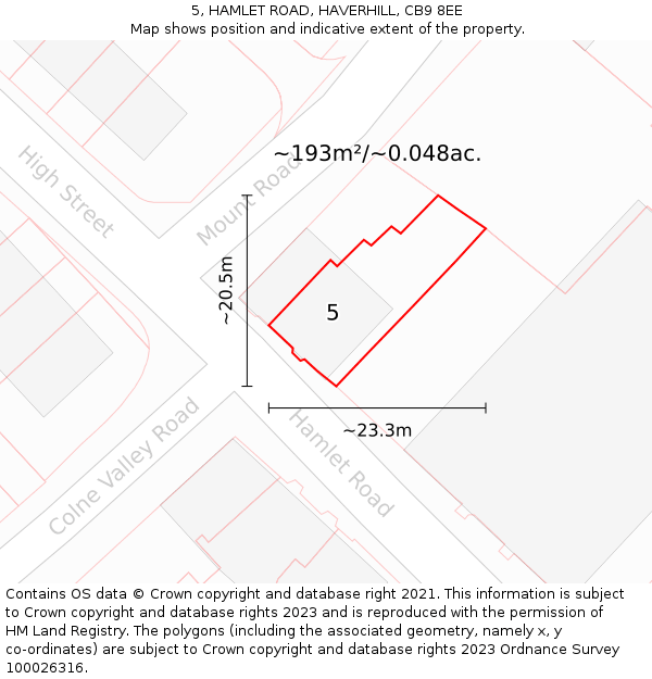 5, HAMLET ROAD, HAVERHILL, CB9 8EE: Plot and title map
