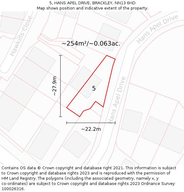 5, HANS APEL DRIVE, BRACKLEY, NN13 6HD: Plot and title map