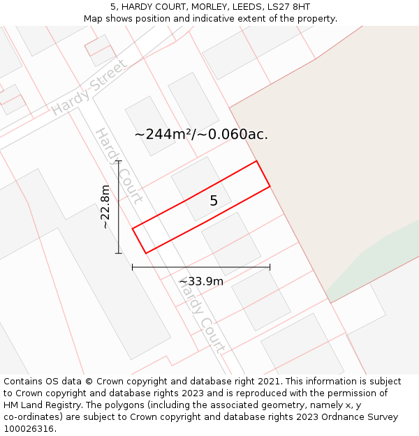 5, HARDY COURT, MORLEY, LEEDS, LS27 8HT: Plot and title map