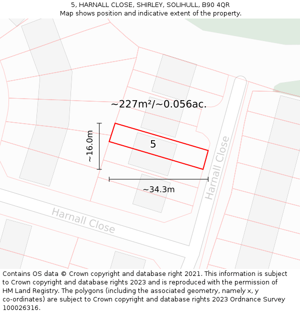 5, HARNALL CLOSE, SHIRLEY, SOLIHULL, B90 4QR: Plot and title map