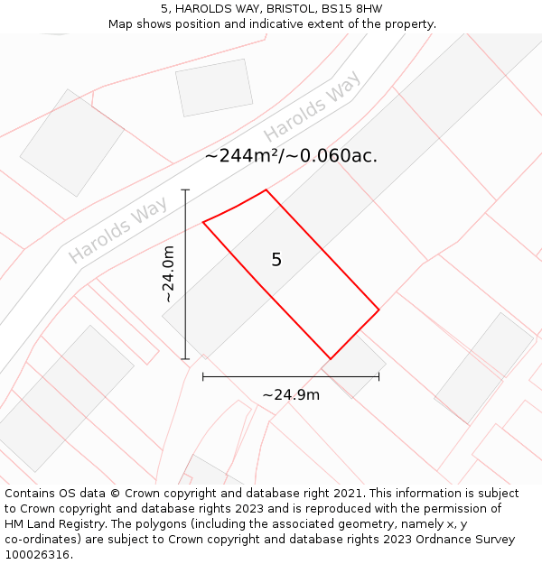 5, HAROLDS WAY, BRISTOL, BS15 8HW: Plot and title map