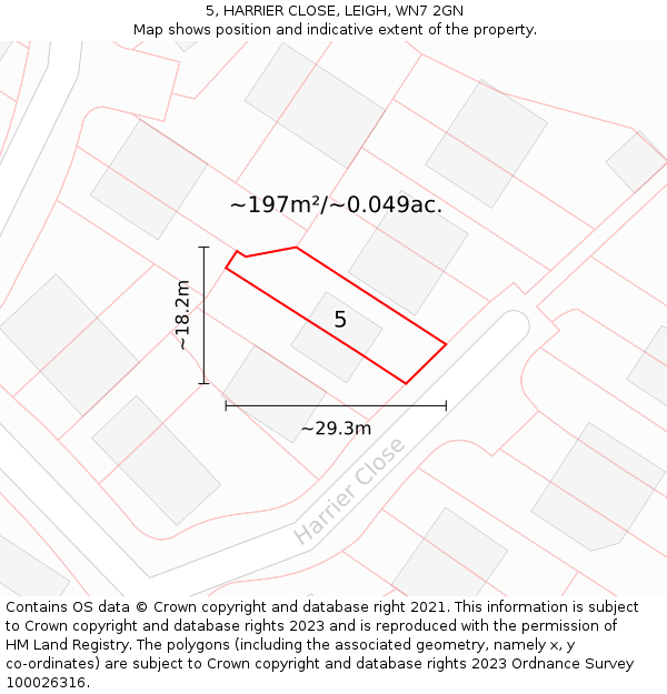 5, HARRIER CLOSE, LEIGH, WN7 2GN: Plot and title map