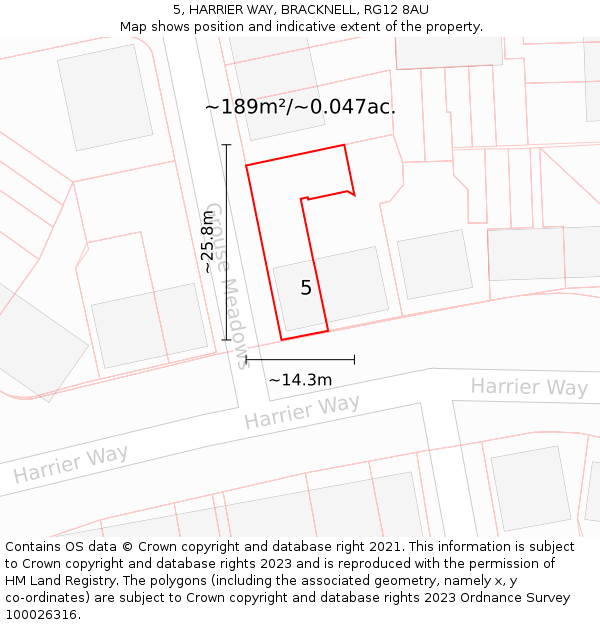 5, HARRIER WAY, BRACKNELL, RG12 8AU: Plot and title map