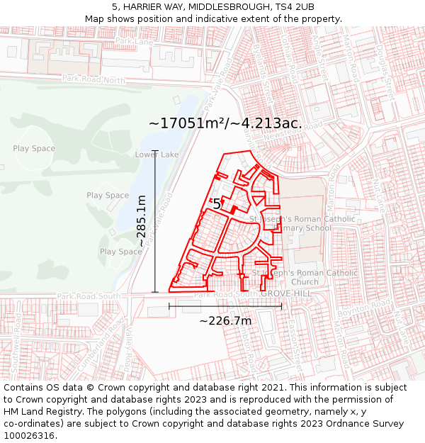 5, HARRIER WAY, MIDDLESBROUGH, TS4 2UB: Plot and title map