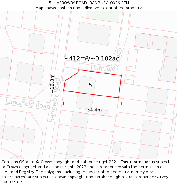 5, HARROWBY ROAD, BANBURY, OX16 9EN: Plot and title map