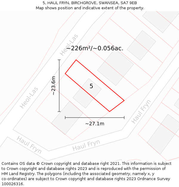5, HAUL FRYN, BIRCHGROVE, SWANSEA, SA7 9EB: Plot and title map