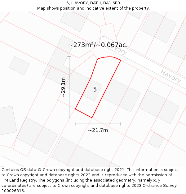 5, HAVORY, BATH, BA1 6RR: Plot and title map