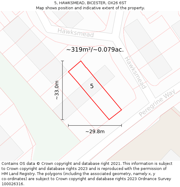 5, HAWKSMEAD, BICESTER, OX26 6ST: Plot and title map